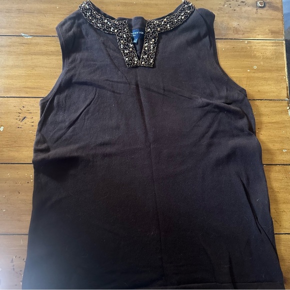 Jones New York Black Embellished Sleeveless Knit Top, SZ L - Picture 1 of 3